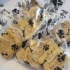 Vegan dog treats packaged for dog celebration UK in paw print cellophane