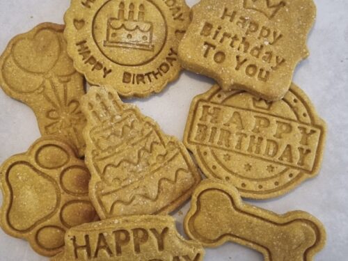 Grain free dog treats assortment with happy birthday designs for dog birthday UK